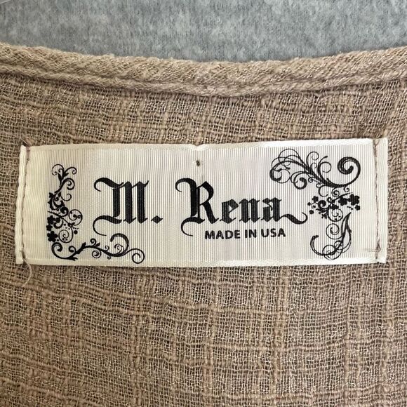 M. Rena Boho Lagenlook Gauze Tunic Womens Medium Beachy Artsy Breezy Made in USA - Picture 7 of 13